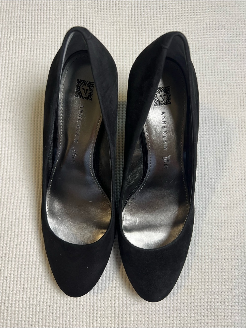 Anne Klein Black Suede Pointed Toe Pumps